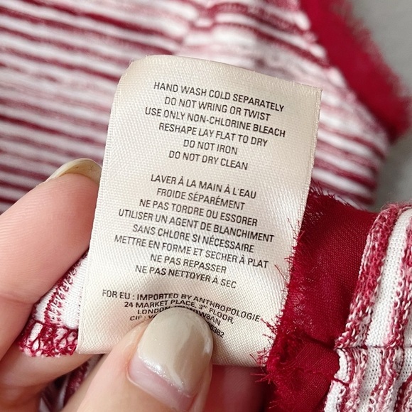Anthropologie Vanessa Virginia India Tank Top Textured Red Stripe Size Small - Picture 11 of 11